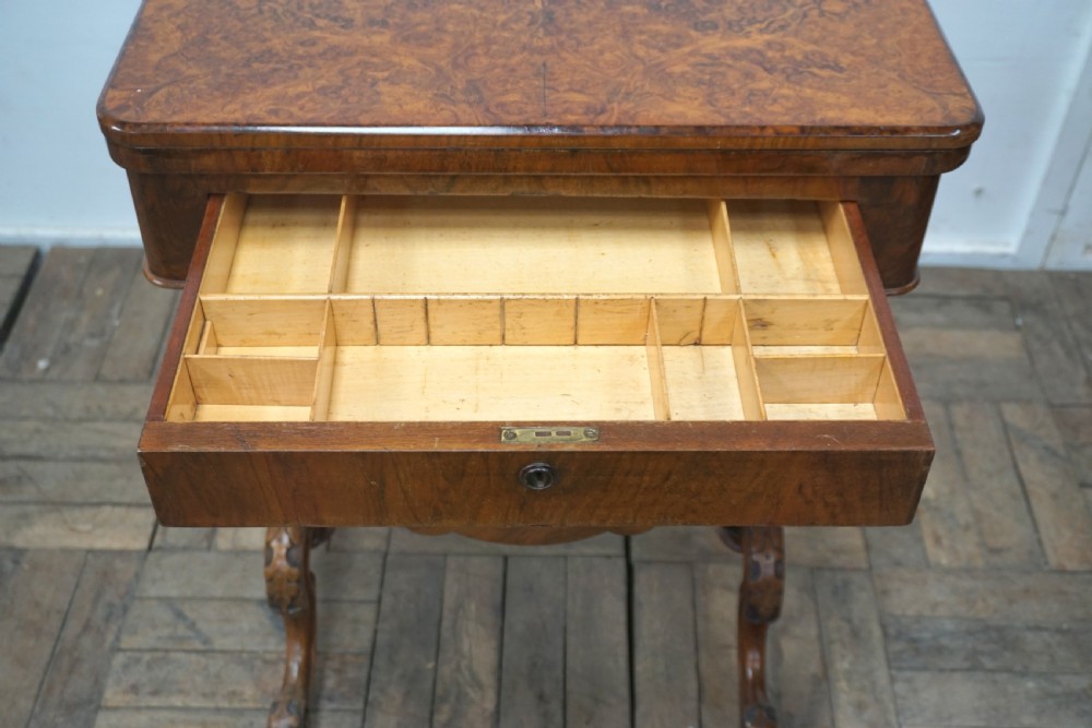 A good Victorian burr walnut games compendium and sewing box View VIII