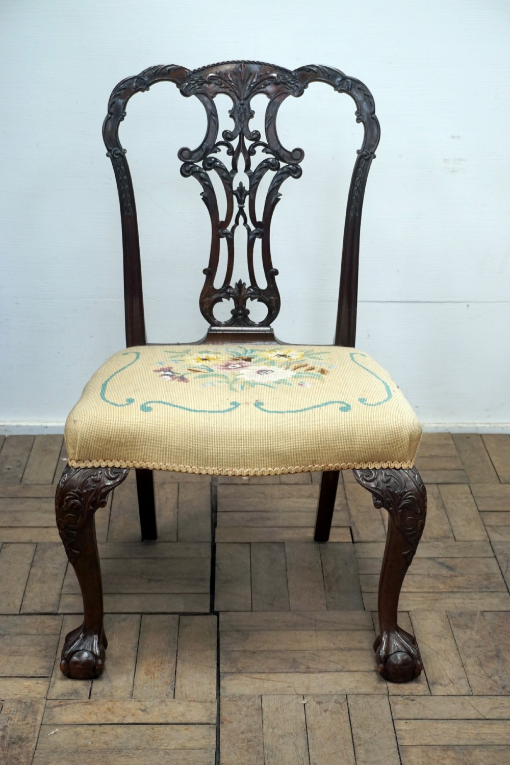 A very good quality Chippendale style Edwardian chair