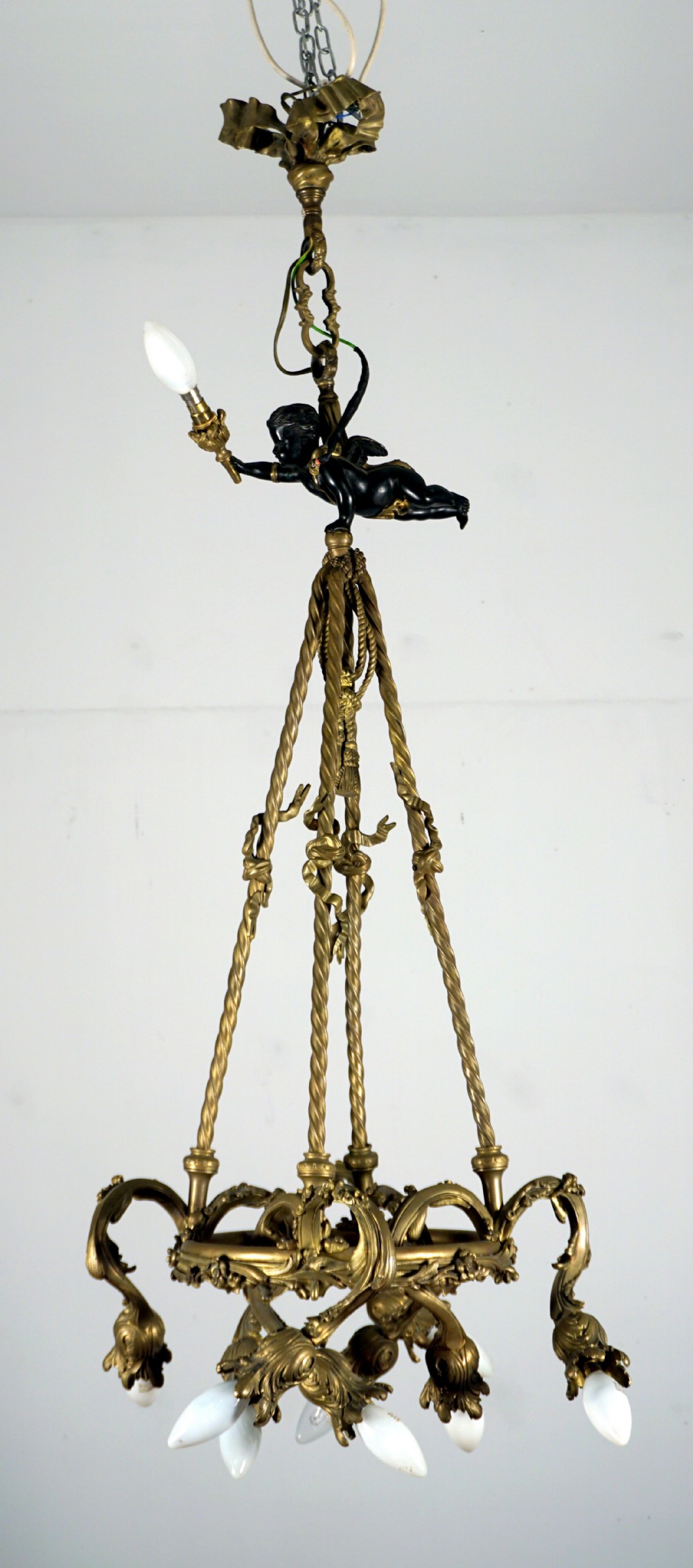 Stunning French bronze and gilded 9 light chandelier 