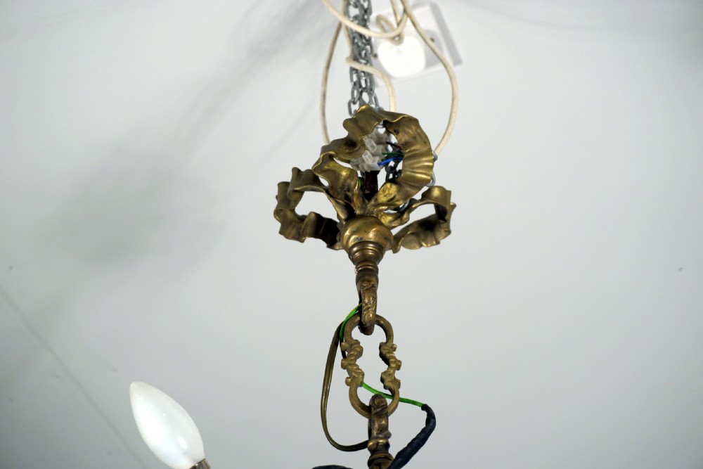 Stunning French bronze and gilded 9 light chandelier  View VI