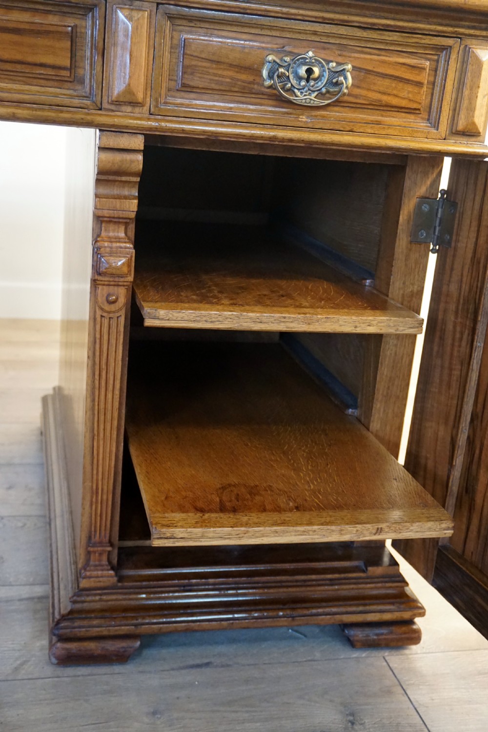 An outstanding walnut English Victorian pedastal desk by Howard and Son View XIV