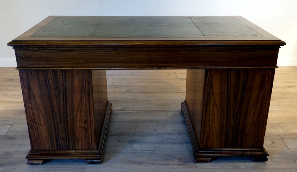 An outstanding walnut English Victorian pedastal desk by Howard and Son View XV