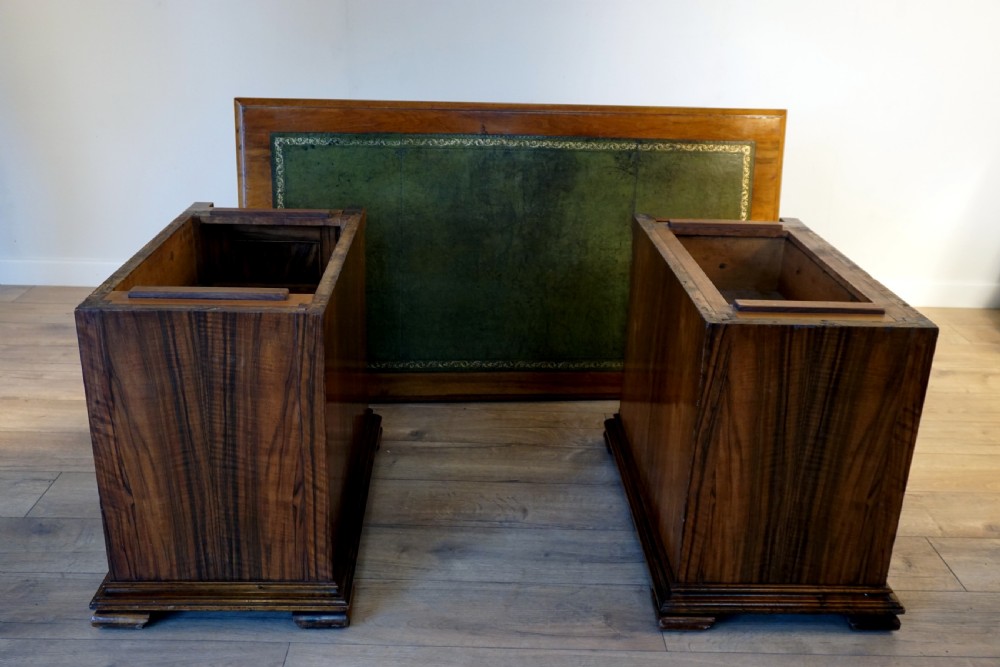 An outstanding walnut English Victorian pedastal desk by Howard and Son View XVI