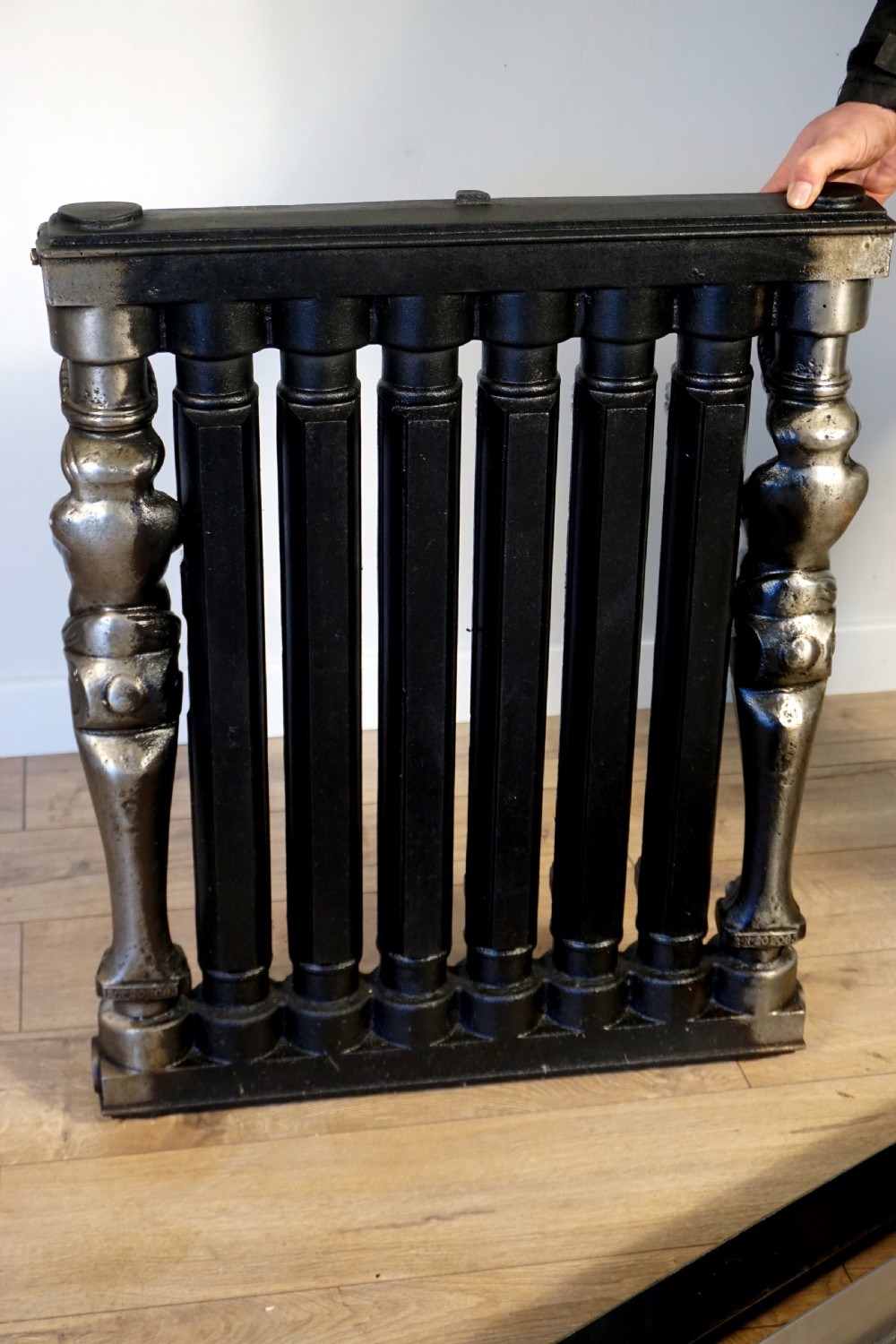 An exceptionally rare set of 3 cast iron early 20th century figural Ventilo radiators View VII