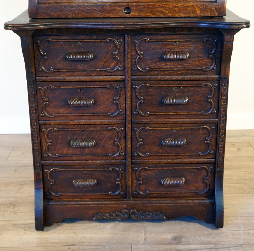 An unusual good quality solid oak cylinder desk View III