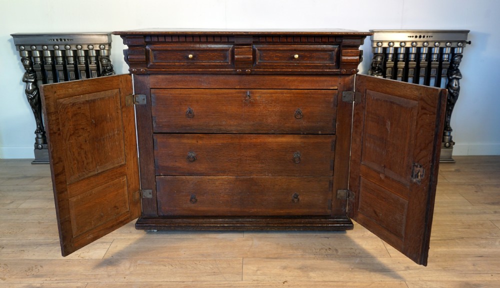 An exceptional Jaobean enclosed oak chest of drawers View VI