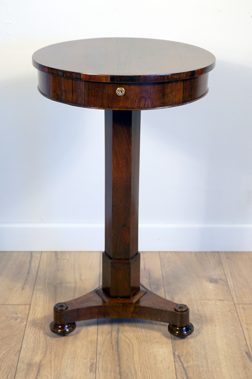 A rare and unusual Rosewood rise and fall William IV work box  View II