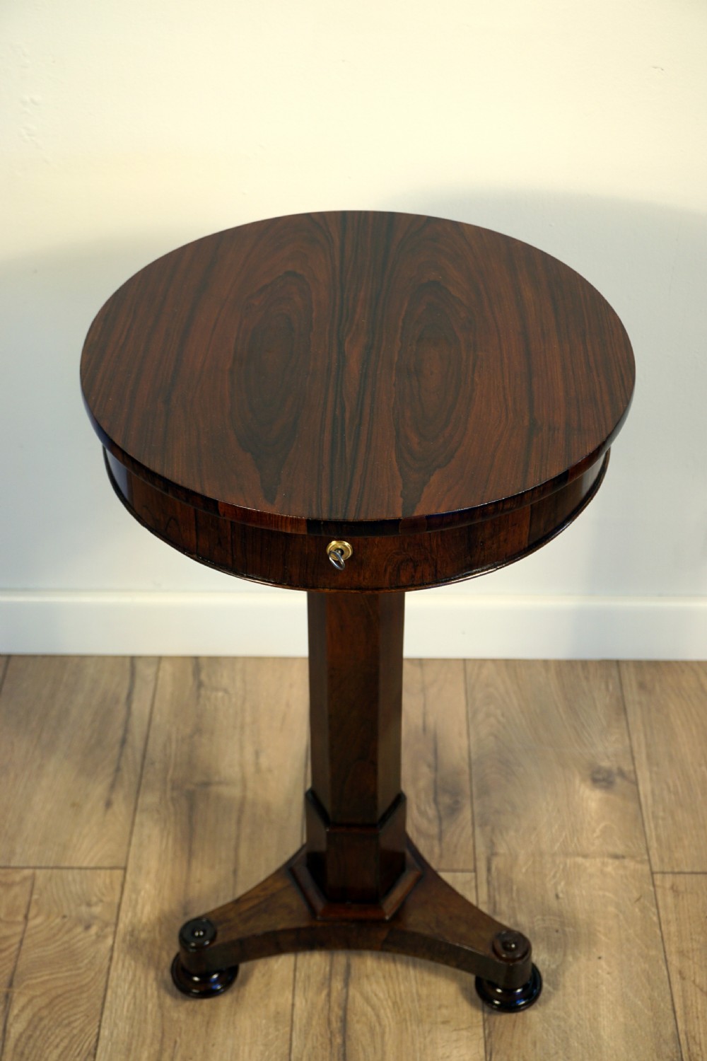 A rare and unusual Rosewood rise and fall William IV work box  View IV