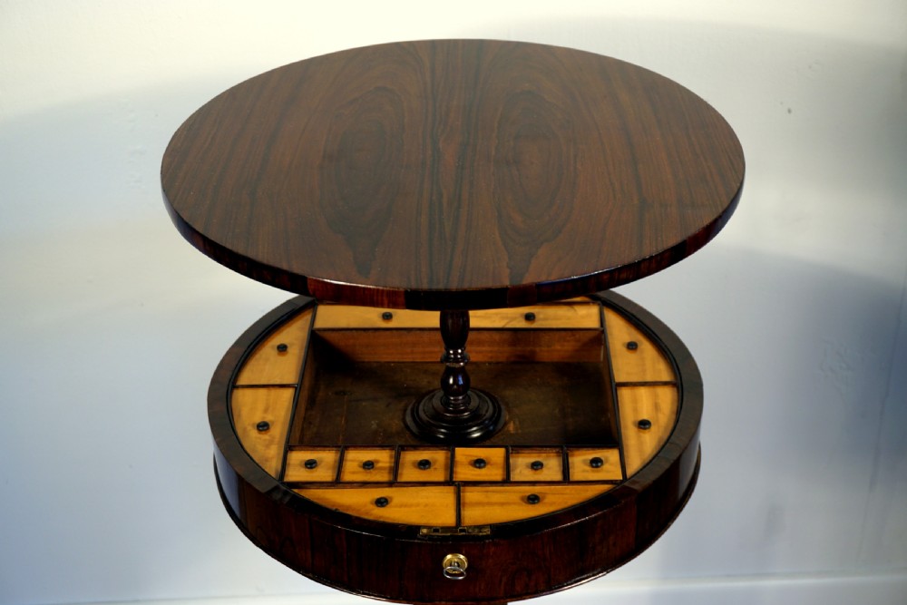 A rare and unusual Rosewood rise and fall William IV work box  View VI