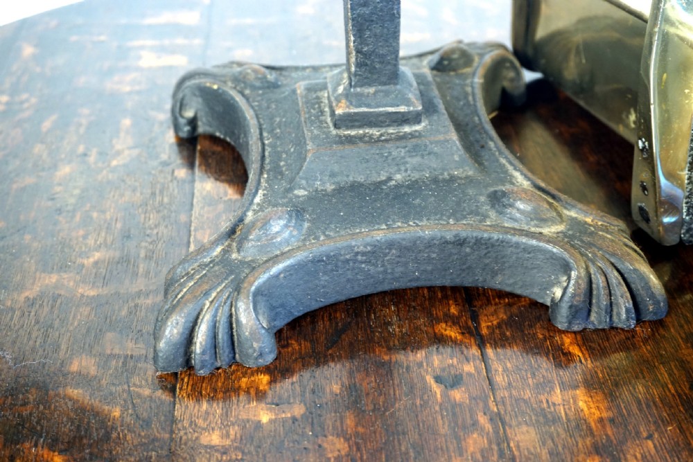 An amazing hand forged wrought iron and brass set of early Victorian scales View III