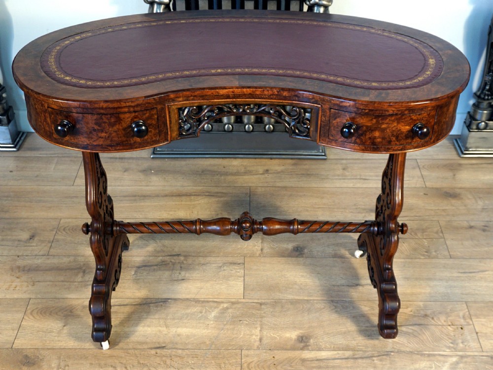 A good burr walnut leather top writing desk View II