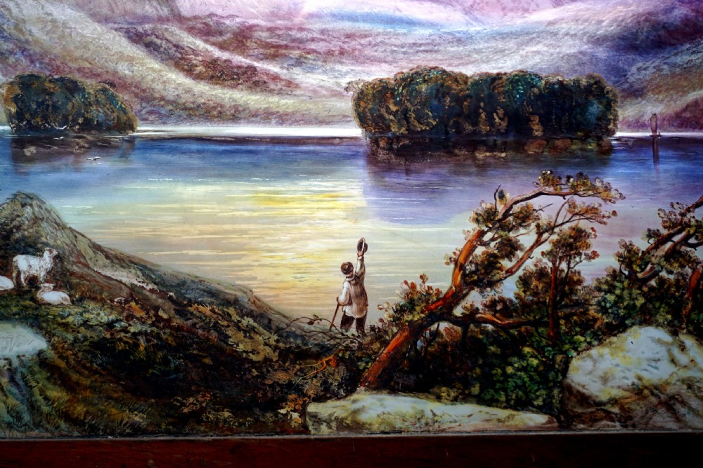 A very well painted Scottish scene stained glass window  View II