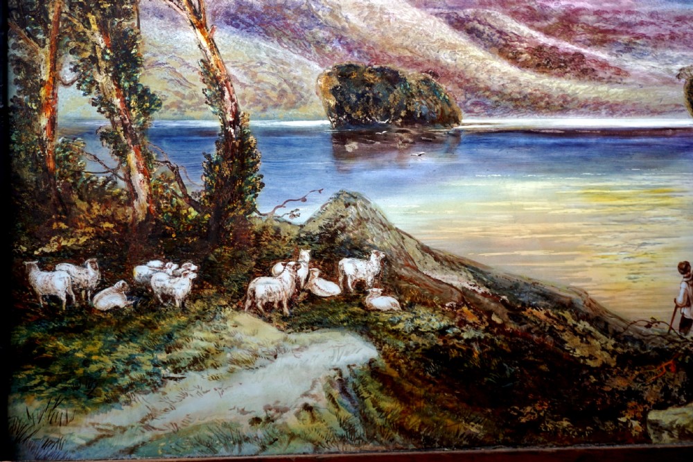 A very well painted Scottish scene stained glass window  View III
