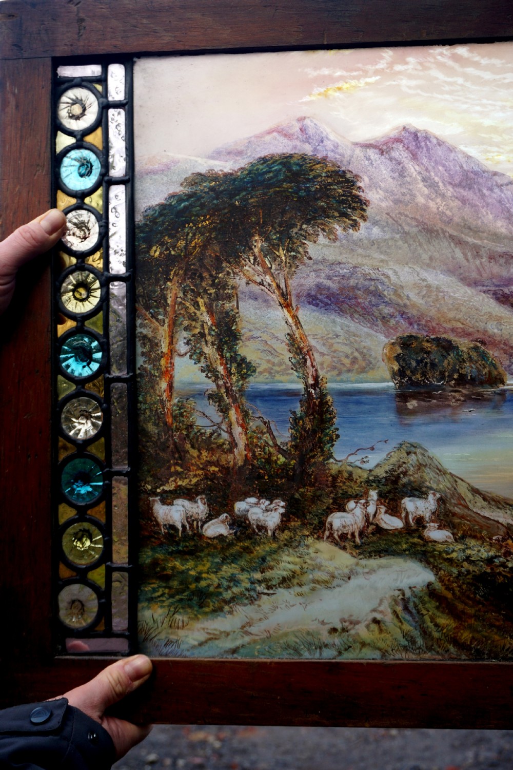 A very well painted Scottish scene stained glass window  View IV