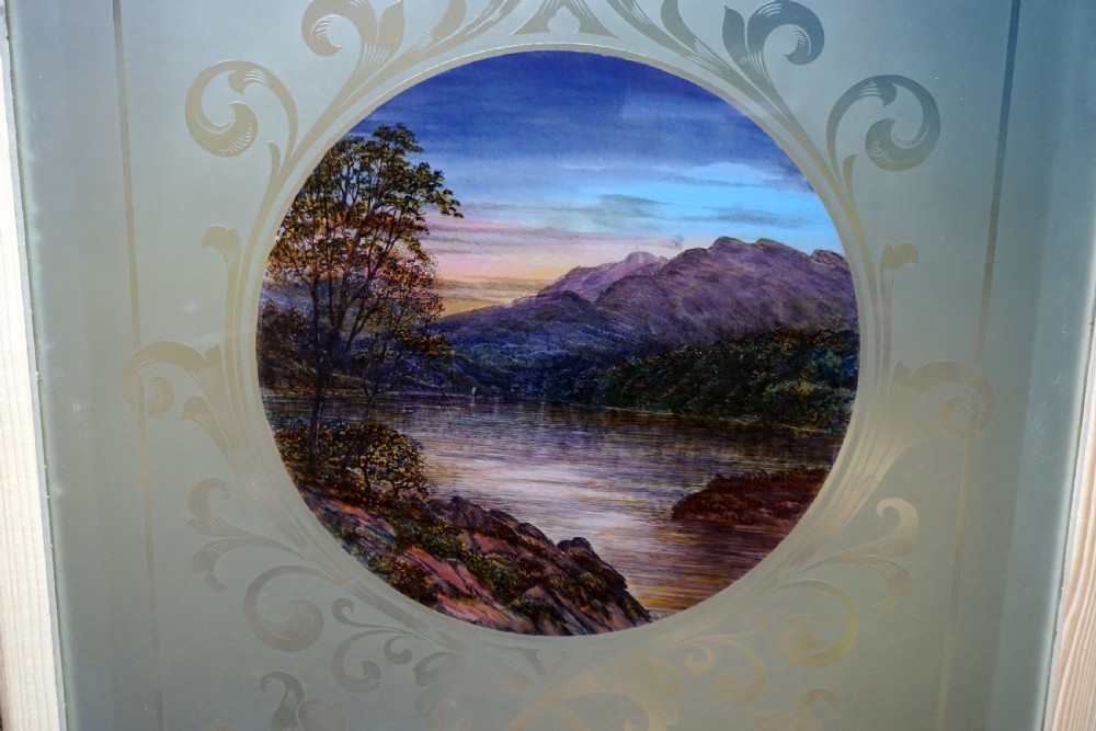 An exceptionally good pair of late Victorian etched plate glass and coloured windows View III