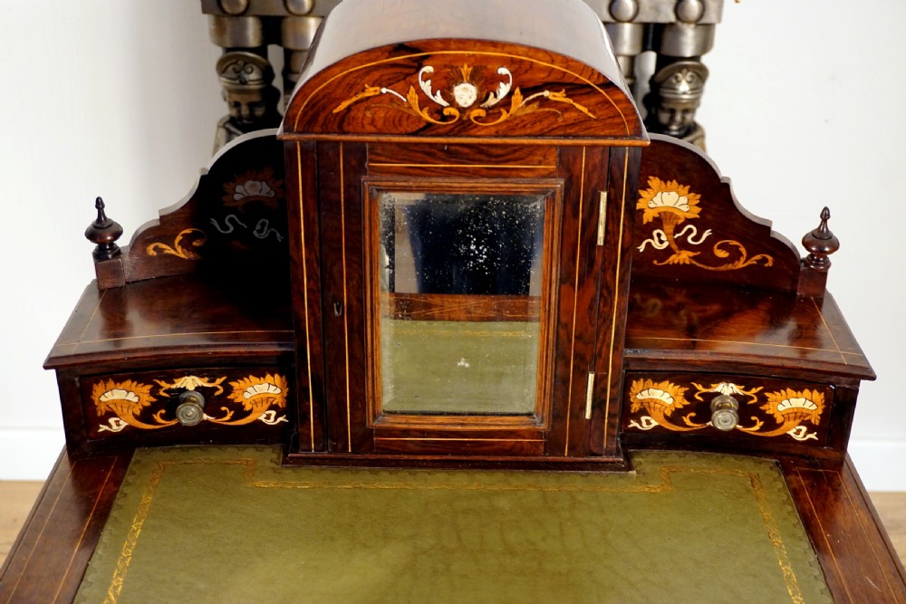 An absolutely stunning petite Rosewood Victorian marquetry inlaid Bonheur De Jour  View IV