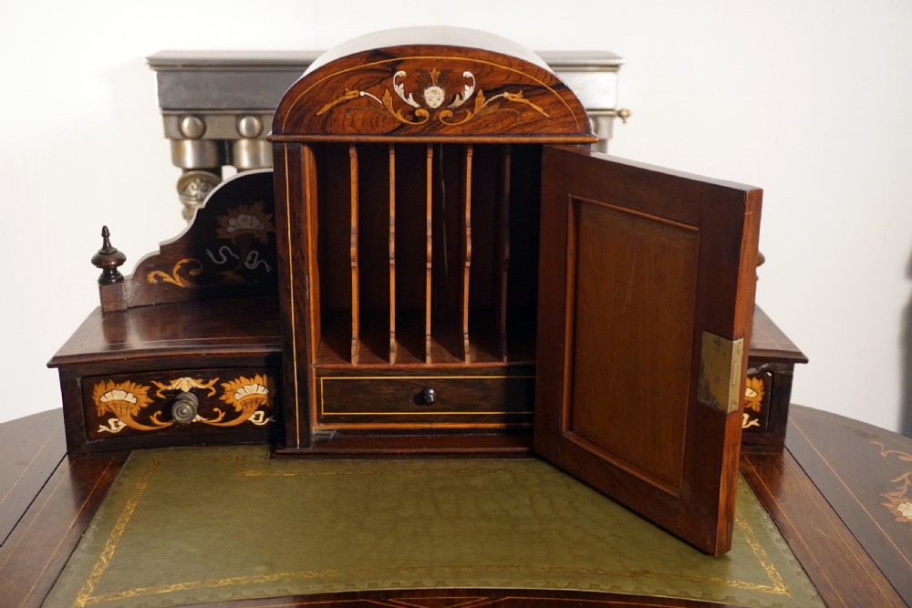 An absolutely stunning petite Rosewood Victorian marquetry inlaid Bonheur De Jour  View VI