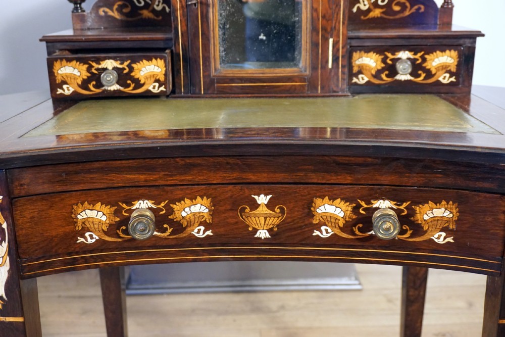 An absolutely stunning petite Rosewood Victorian marquetry inlaid Bonheur De Jour  View VIII