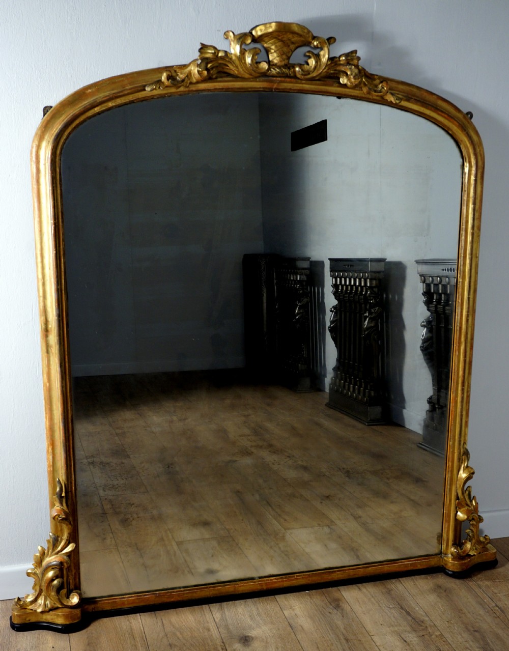 A good carved and gilded regency English overmantle mirror View V