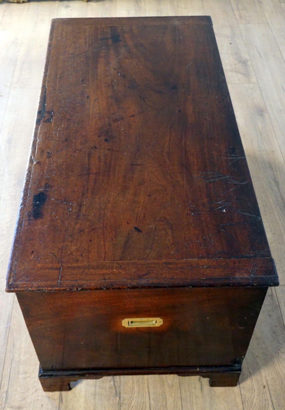 A good mahogany English early 19th century military trunk  View III