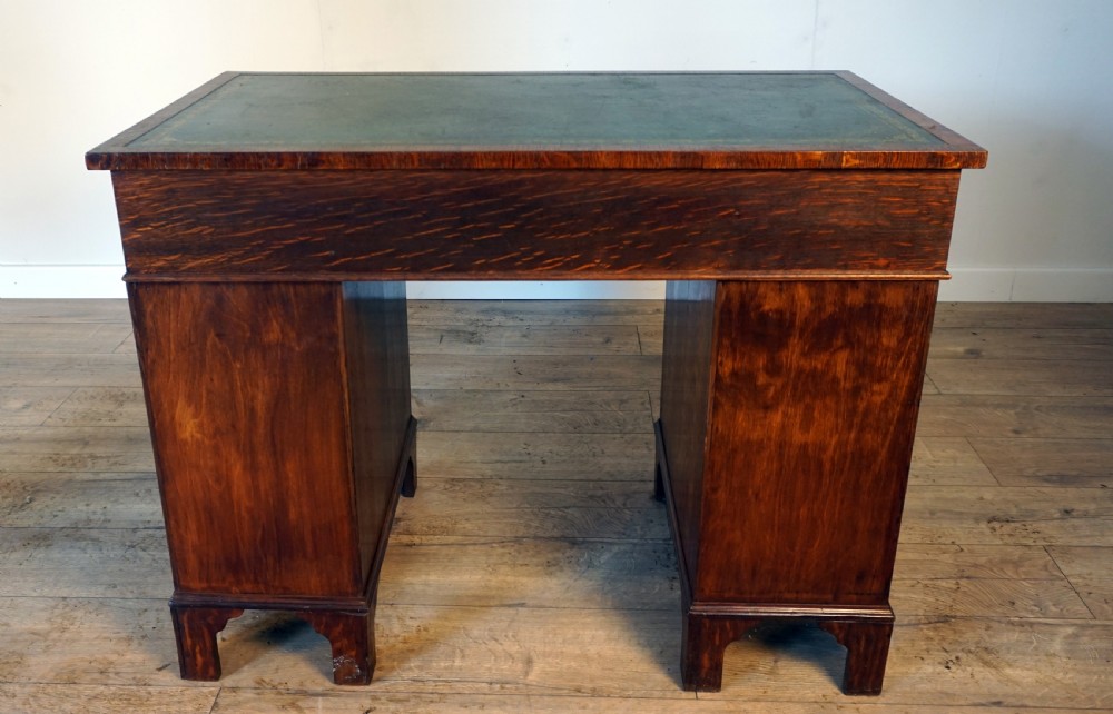 A good original solid oak small size pedastal writing desk View VIII