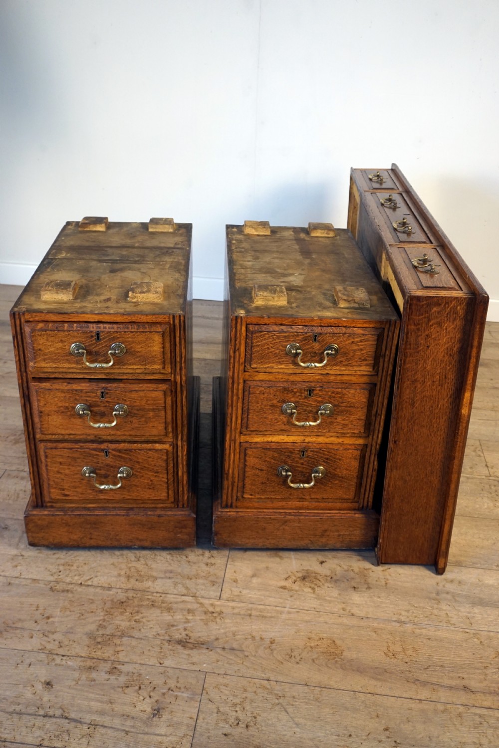 A good leather top late Victorian oak pedastal desk View VII