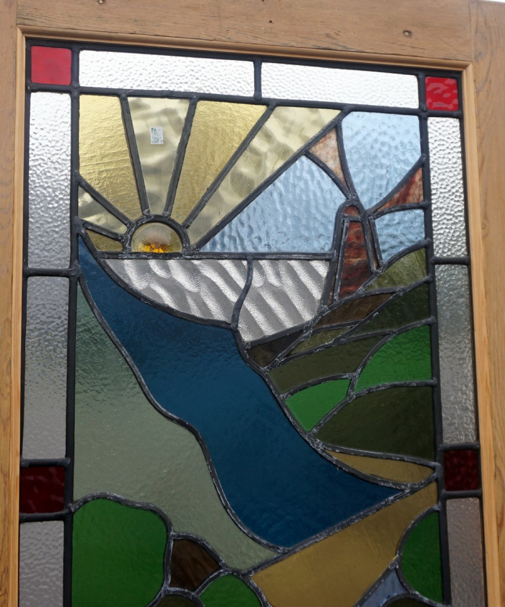A fabulous pine internal door with stained glass panel View IV