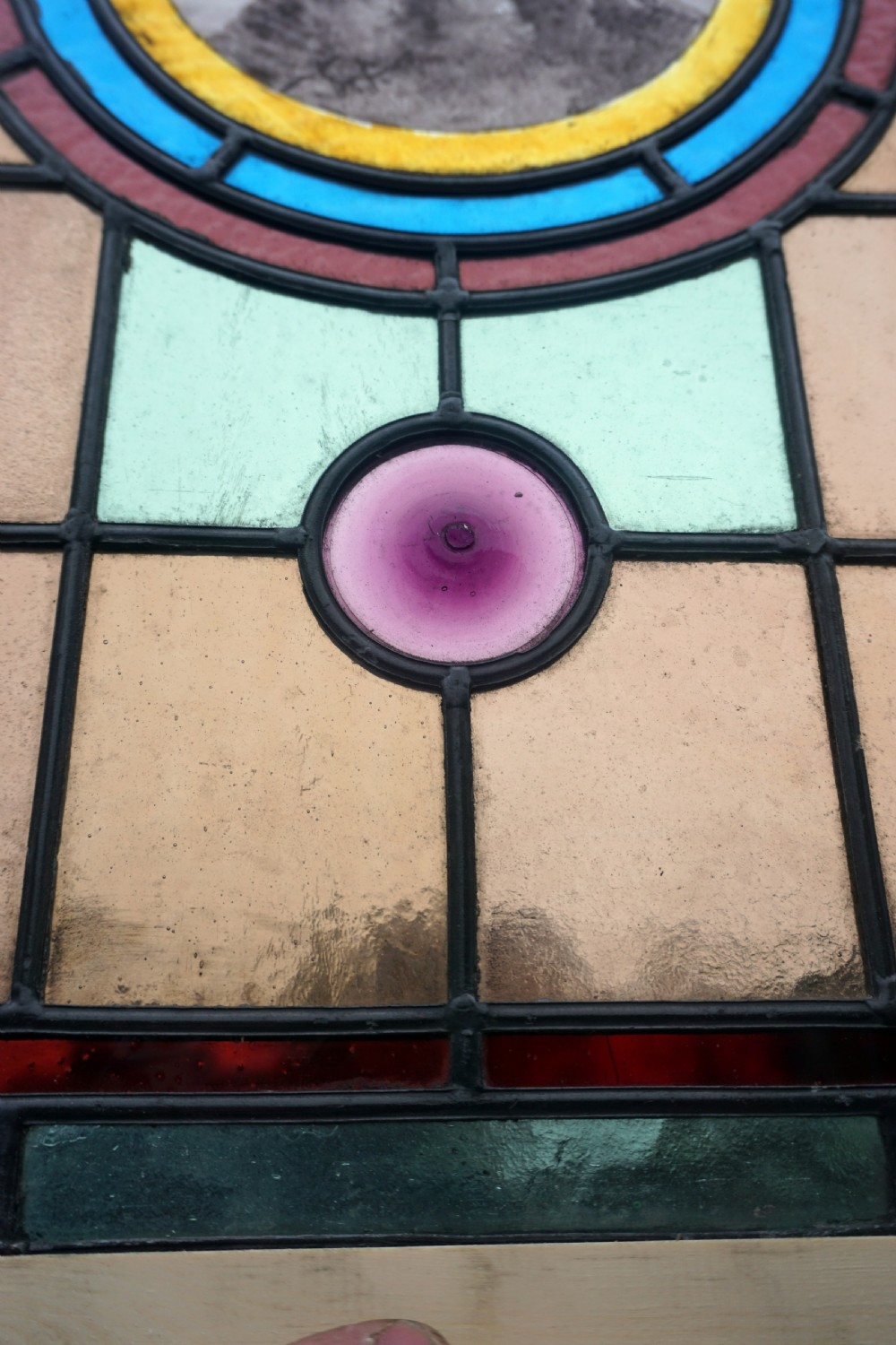 A Good Stained Glass Window With Painted Bird To The Centre View III
