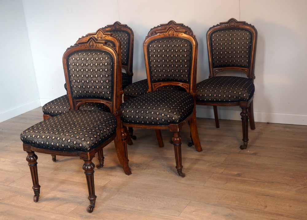 A good set of 6 oak Victorian chairs by Christopher Pratt and son Bradford View II