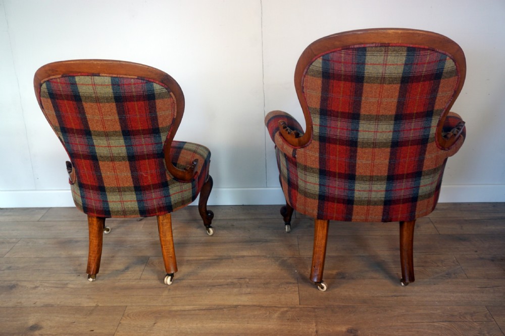 A good original ladies and Gents pair of Victorian chairs View VIII