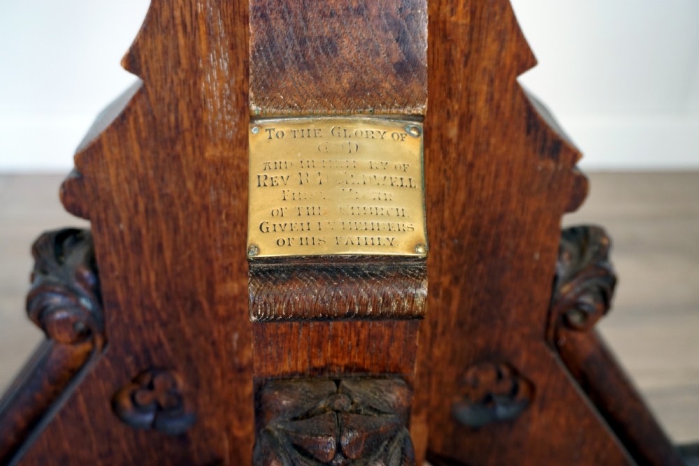 A Victorian solid oak carved eagle lecturn  View V