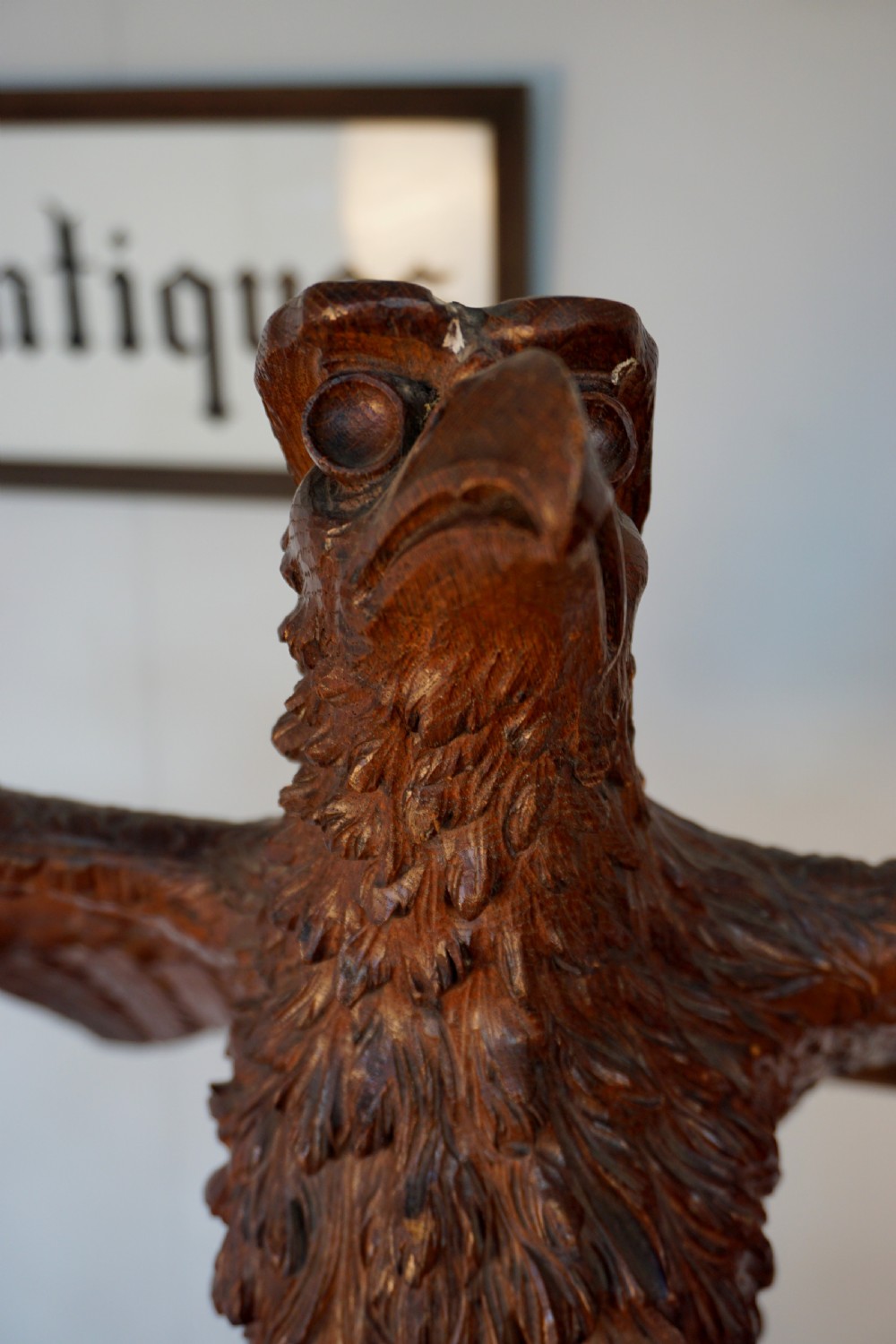A Victorian solid oak carved eagle lecturn  View VII