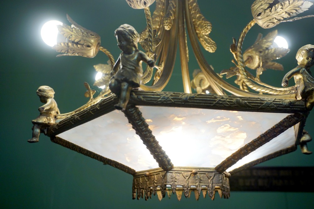 A very attractive French decorative brass and glass Chandelier  View II