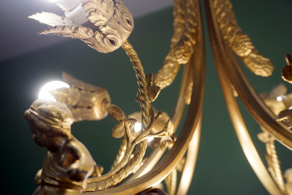 A very attractive French decorative brass and glass Chandelier  View VI