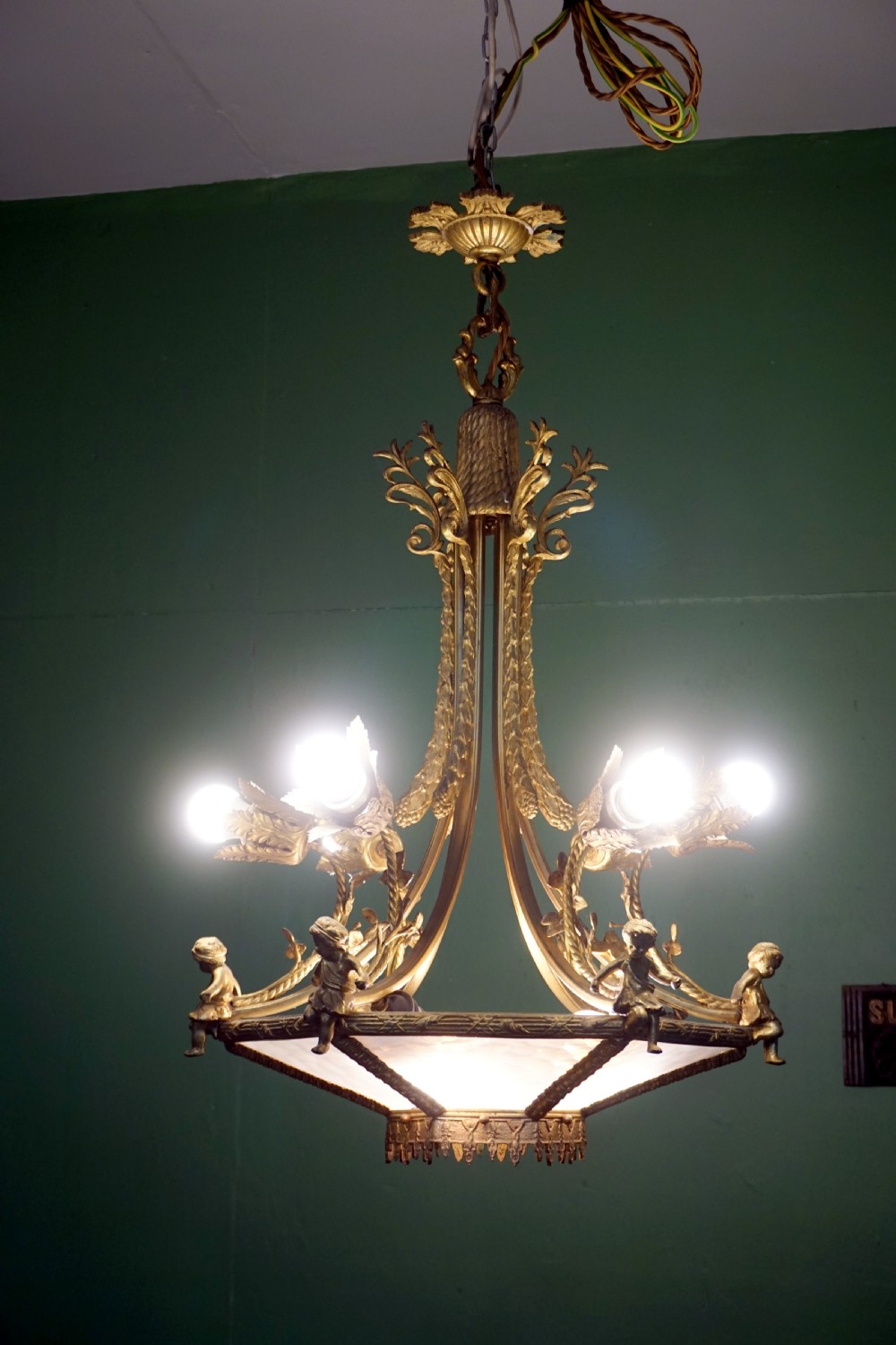 A very attractive French decorative brass and glass Chandelier  View VII