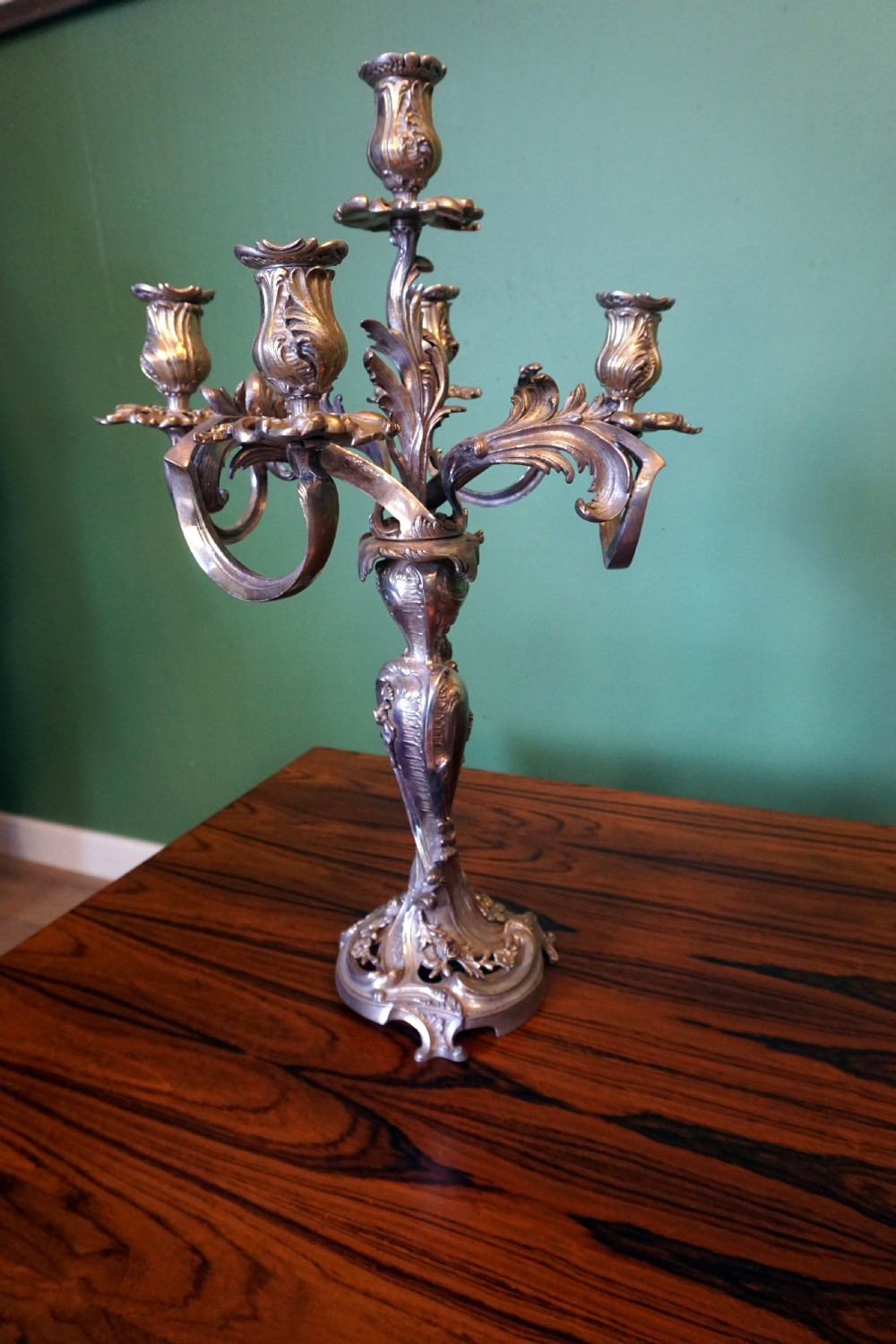 A super quality pair of Late Victorian French silver plated candleabra  View II