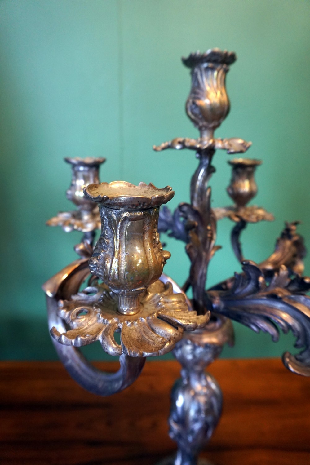 A super quality pair of Late Victorian French silver plated candleabra  View V