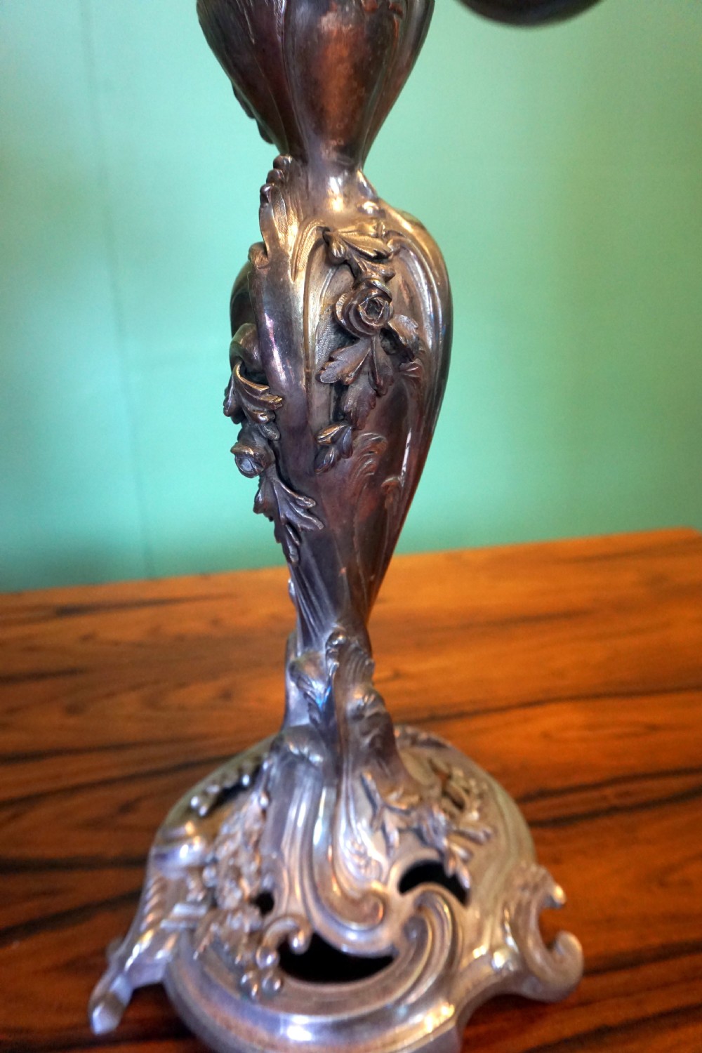 A super quality pair of Late Victorian French silver plated candleabra  View VII