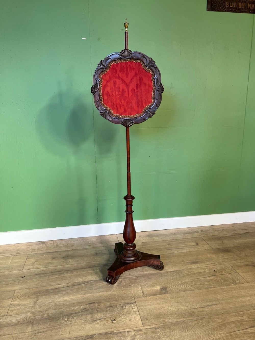 A lovely original adjustable Victorian pole screen