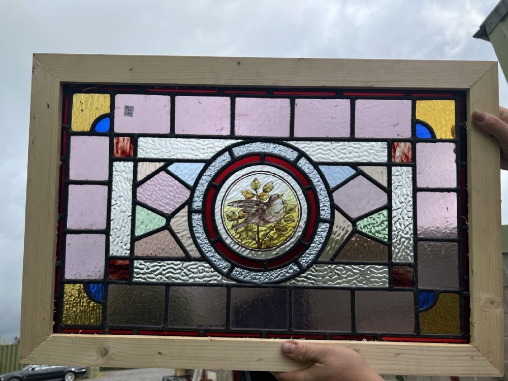 Stained glass window - painted bird 2