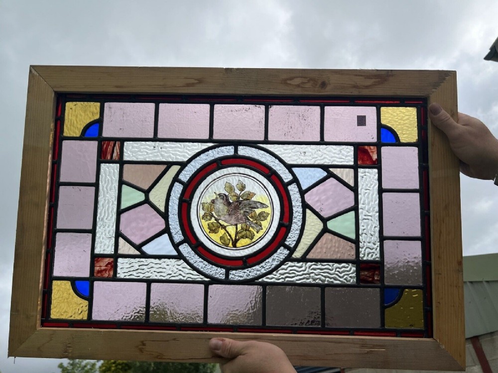 Stained glass window - painted bird 3