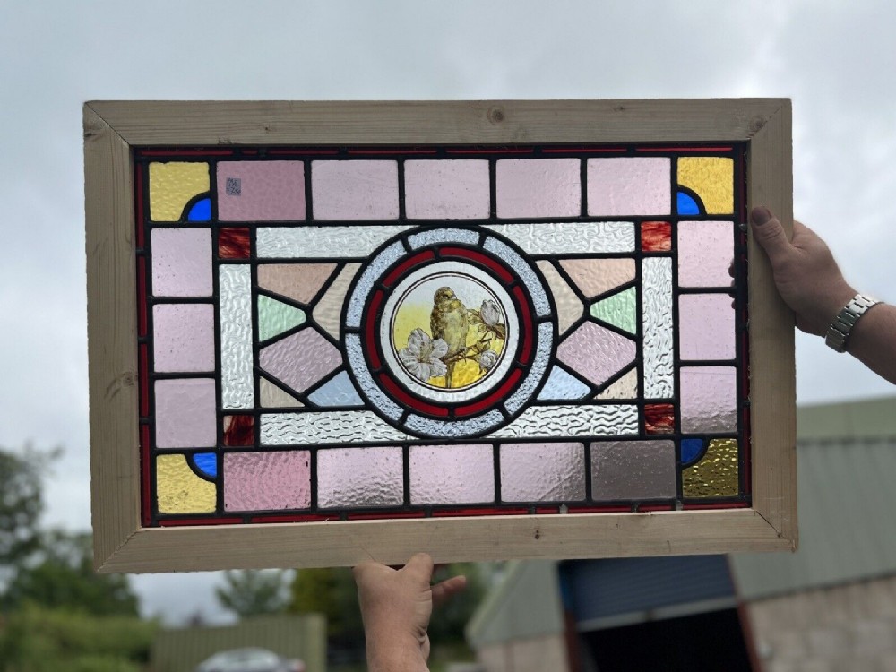 Stained glass window - painted bird 4
