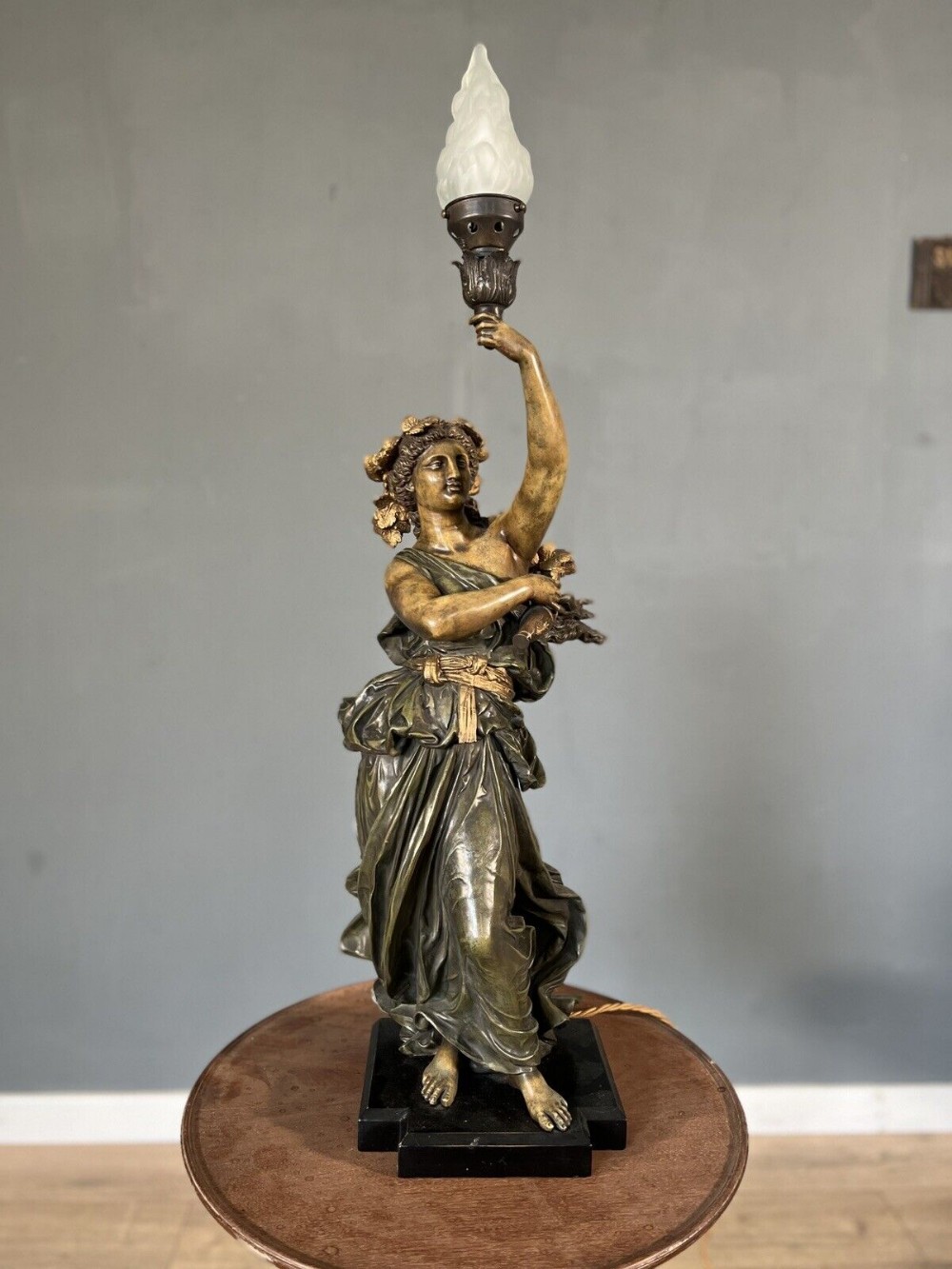Antique Spelter Figural Lamp