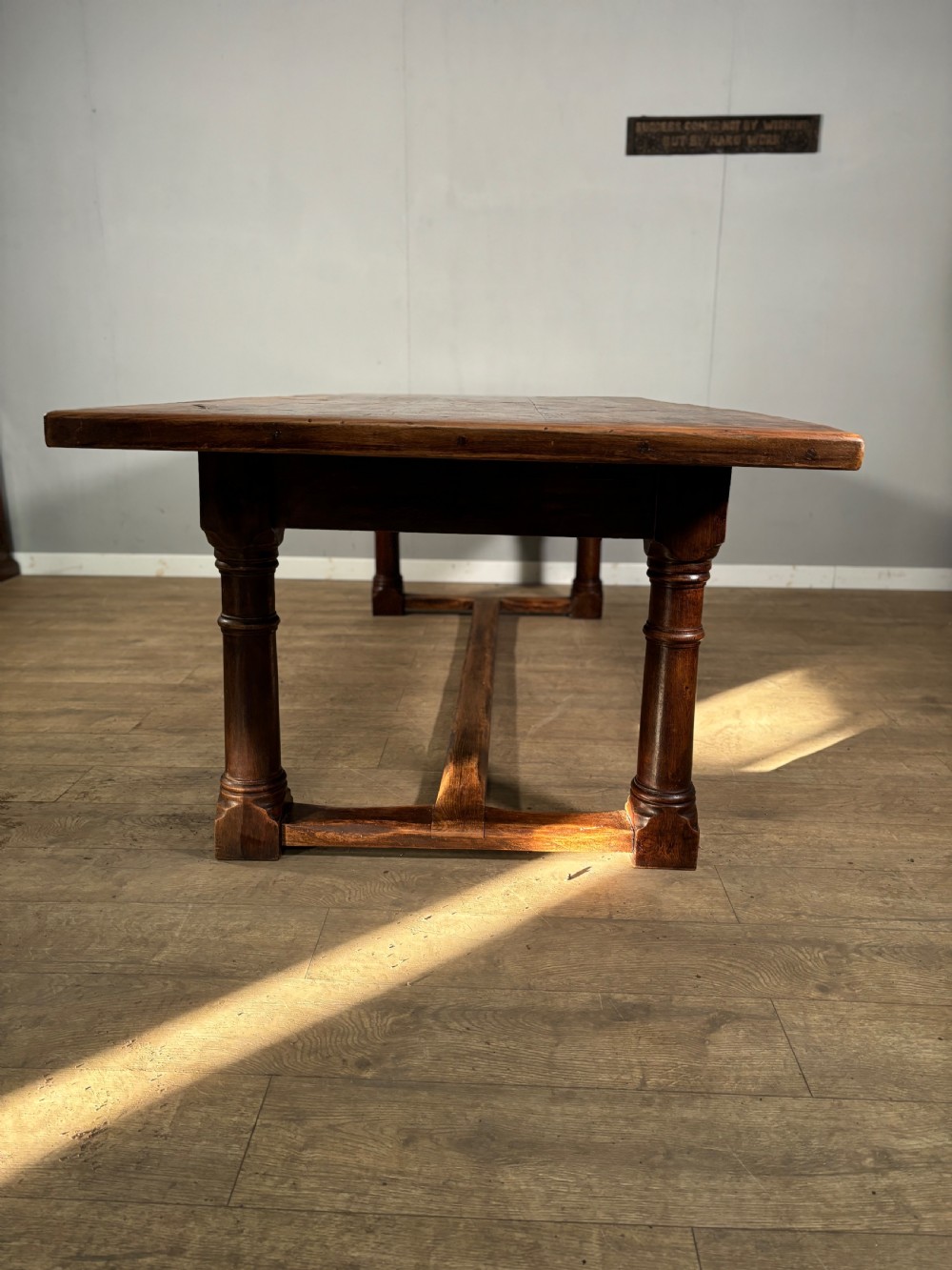 17th century style country oak and elm top refectory table View III