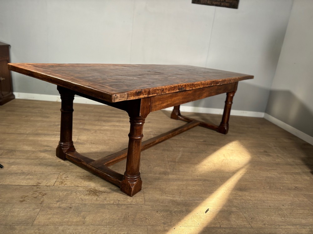 17th century style country oak and elm top refectory table View VII