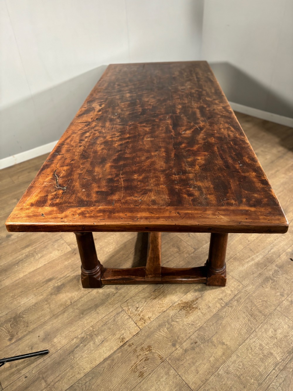 17th century style country oak and elm top refectory table View IX