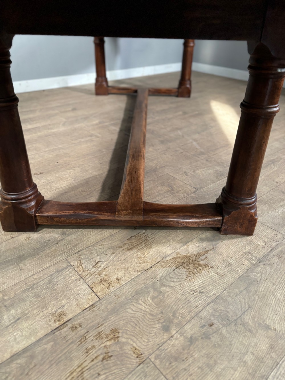 17th century style country oak and elm top refectory table View X