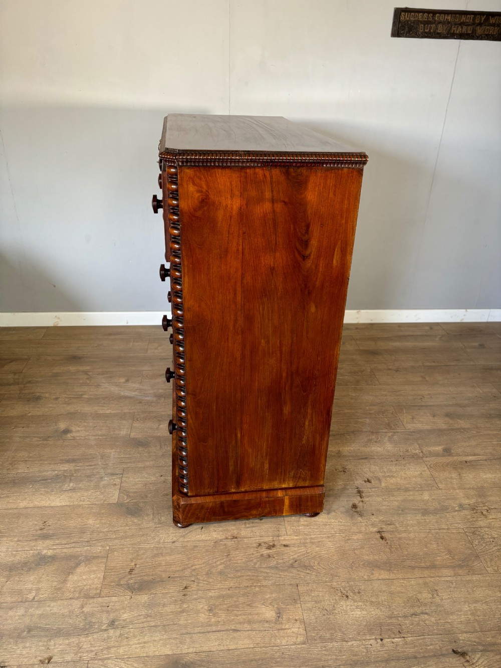 An exceptional quality Antique flame mahogany veneered Scotch chest View VII