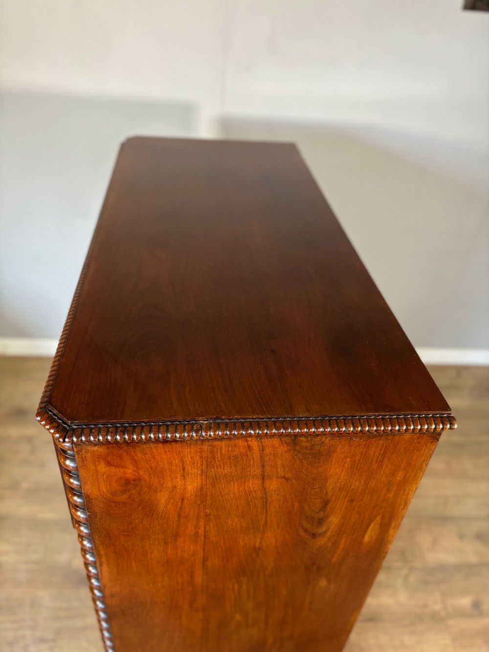 An exceptional quality Antique flame mahogany veneered Scotch chest View VIII