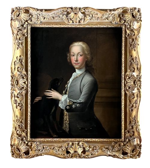 18th century english portrait of bissett burton and his hound circle of philippe mercier - CATEGORY: ANTIQUE ART - DATED 18TH CENTURY